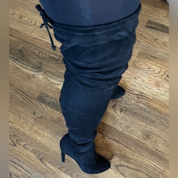 Express Over the knee heel sock boots adjustable faux suede size 8 Preow… - Picture 2 of 16